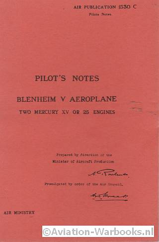Pilot's Notes Blenheim V Aeroplane