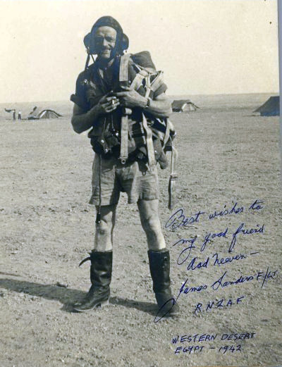 Best wishes to my good friend Aad Neeven - James Sanders F/LT. R.N.L.A.F. Western Desert Egypt - 1942