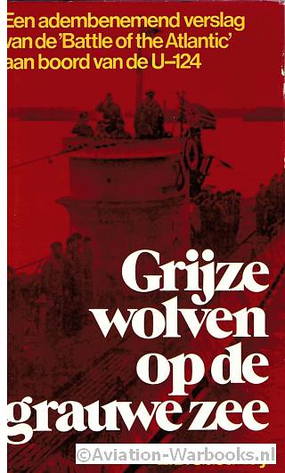 Grijze wolven op de grauwe zee